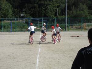 一輪車の練習