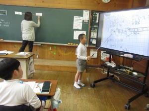 発表する児童