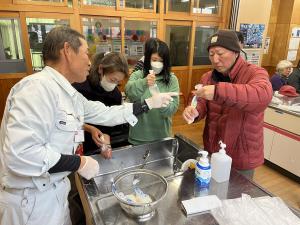 ポリ袋米・水入れ完了