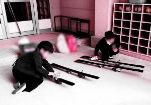 1月19日：第2回スキー教室に向けて、道具の手入れをしました。明日からは寒くなりそうです。