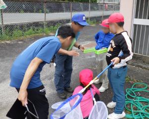 6月17日：やまぐち昆虫楽会の方に指導者としてお越しいただいて昆虫教室を行いました。校庭で昆虫採取をしたり、学校にいる昆虫についてわかりやすく解説していただいたりしました。先生の標本コレクションも見せていただき、昆虫の姿形や特徴に魅了されていました。