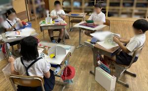 6月23日:錦清流小学校との合同学習を行いました。学年ごとに算数の授業をしたり、複式学級で図工をしたりしました。しっかり関わりながら楽しく学べていました。