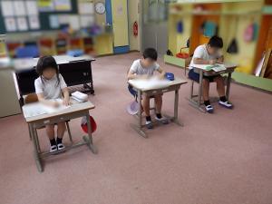 9月10日：やまプロタイムの様子です。集中して計算問題に取り組みました。