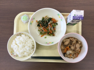 「おおひら」と「いがもち」の給食