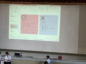 議題を示す生徒会執行部の様子
